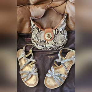 Kate Spade Vintage Reptile Finish Leather Sandal 9 & Matching Kate Spade Bag!
